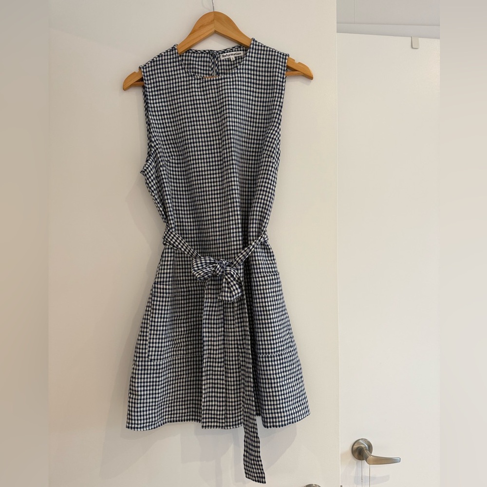 Reformation Gingham Linen Dress - medium
